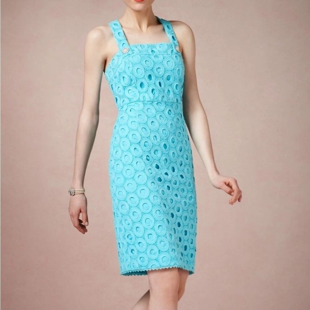 Mcginn BHLDN  serenade turquoise large eyelet dress Anthropologie size 6
